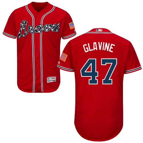 Braves #47 Tom Glavine Red Flexbase Authentic Collection Stitched MLB Jersey
